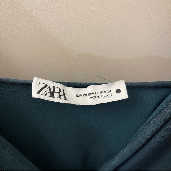 Zara Blogger Favorite Draped Satin Midi Slip Dress dark Green Size XS - Picture 5 of 9